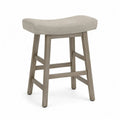 Barhocker gepolstert ohne Rückenlehne 45 x 36 x 65 cm Polyestergewebe Kautschukholz Beige Grau