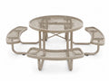 Gartentisch mit 3 Sitzbänken rund 175 x 175 x 75 cm pulverbeschichteter Stahl Gitter Sandbeige