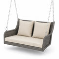 Hängesofa 2-Sitzer Gartenstuhl 130 x 75 x 65 cm PE-Rattan Stahl Polyester Grau Beige Silberfarben