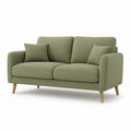 Zweisitzer Sofa gepolstert rechteckig 160 x 82 x 83 cm Polyestergewebe Massivholz Salbeigrün Hellbraun