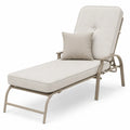 Sonnenliege Gartenliege verstellbar rechteckig mit Armlehnen pulverbeschichtetem Stahlrahmen Polyesterpolster Beige Taupe 190 x 68 x 100 cm