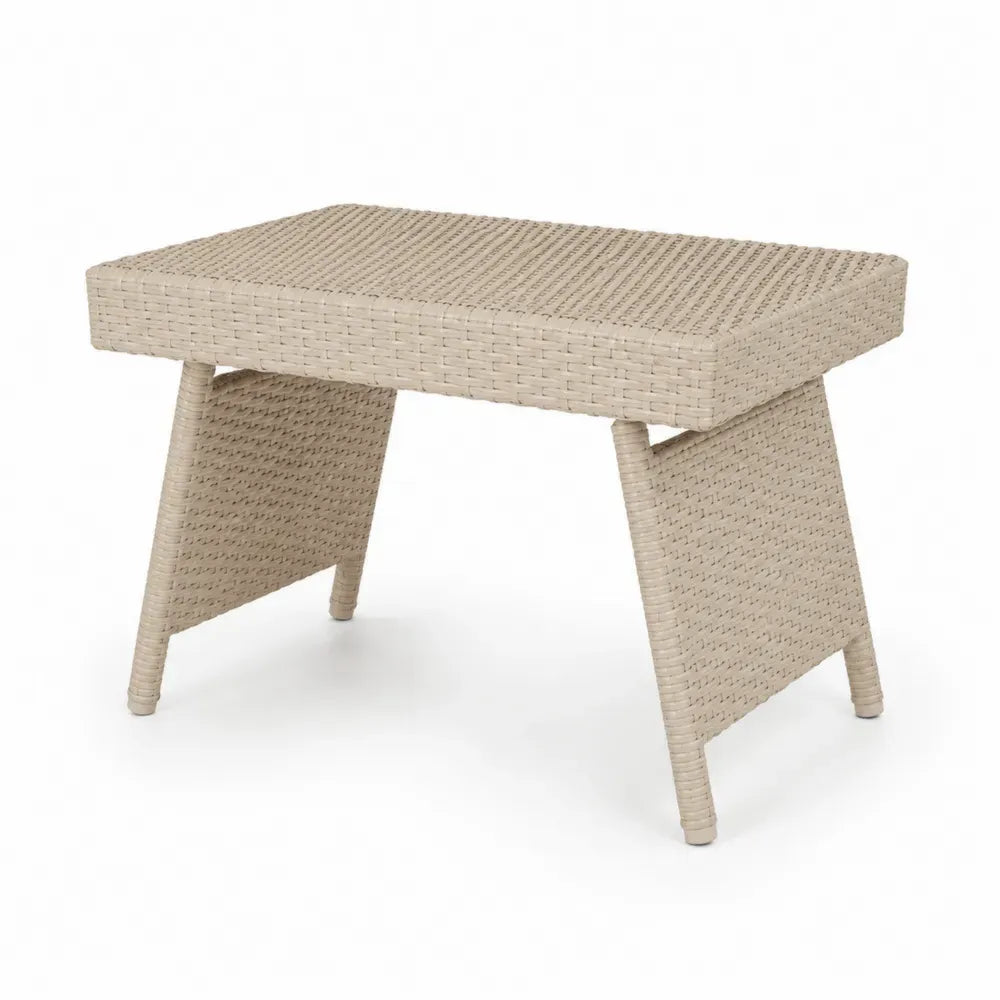 Rechteckiger Gartentisch 100 x 60 x 74 cm PE-Rattan Stahlgestell Beige