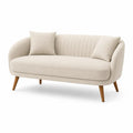 Zweisitzer Sofa mit 2 Kissen 150 x 75 x 78 cm Polyester Bouclé Kautschukholz Beige Naturbraun