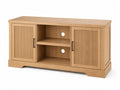 Aufbewahrungsschrank TV Lowboard mit 2 Lamellentüren rechteckig 120 x 40 x 58 cm MDF Spanplatte Naturholzfarben Schwarz
