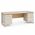 Schreibtisch rechteckig mit 6 Schubladen Stahlblech Korpus melaminbeschichtete Spanplatte Eiche Dekor Beige 180 x 80 x 75 cm