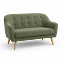 Zweisitzer Sofa gepolstert rechteckig 132 x 75 x 78 cm Polyestergewebe Kautschukholz Olivgrün Naturholzfarben