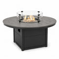 Runder Gas-Feuertisch Gartentisch Ø 107 x 65 cm pulverbeschichtetes Aluminium Stahl gehärtetes Glas Grau Schwarz Transparent Silberfarben
