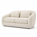 2-Sitzer Sofa mit 2 Kissen 185 x 91 x 76 cm Polyestergewebe Polyurethan-Schaumstoff abgerundet Creme Schwarz