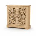 Aufbewahrungsschrank mit 2 durchbrochenen Türen rechteckig 90 x 38 x 86 cm MDF Eichenfurnier Naturbraun
