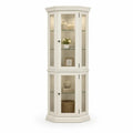Eckvitrine Vitrinenschrank mit Glastüren und Beleuchtung 76 x 50 x 190 cm MDF gehärtetes Glas cremeweiß klar schwarz