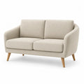 Zweisitzer Sofa gepolstert rechteckig 134 x 76 x 80 cm Polyestergewebe Kautschukholz Beige Naturholzfarben
