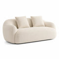 2-Sitzer Sofa mit 2 Kissen 190 x 94 x 72 cm Polyester Bouclé Polyurethan Schaumstoff abgerundet Creme Schwarz