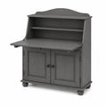 Sekretär Schreibtisch mit Klappplatte 2 Türen MDF Spanplatte Grau 90 x 45 x 120 cm