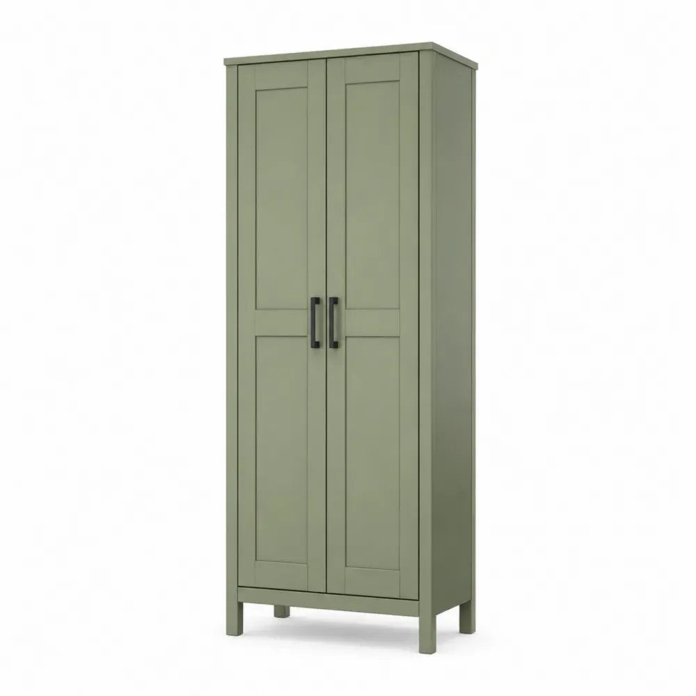 Aufbewahrungsschrank 2 Türen 80 x 40 x 170 cm MDF rechteckig Salbeigrün Schwarz