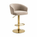 Barhocker mit Rückenlehne höhenverstellbar drehbar 49 x 52 x 88-109 cm Polyester-Velours Stahl beige goldfarben