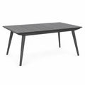 Gartentisch rechteckig 180 x 90 x 74 cm pulverbeschichtetes Aluminium Lamellentischplatte Anthrazit Schwarz