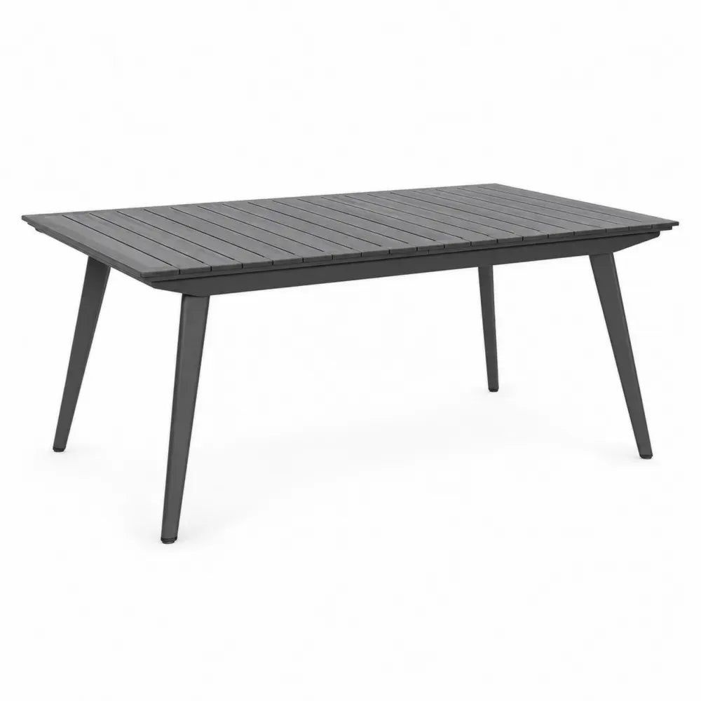 Gartentisch rechteckig 180 x 90 x 74 cm pulverbeschichtetes Aluminium Lamellentischplatte Anthrazit Schwarz