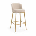 Barhocker mit Rückenlehne und Fußstütze 48 x 50 x 97 cm PU-Leder Stahl Creme Goldfarben