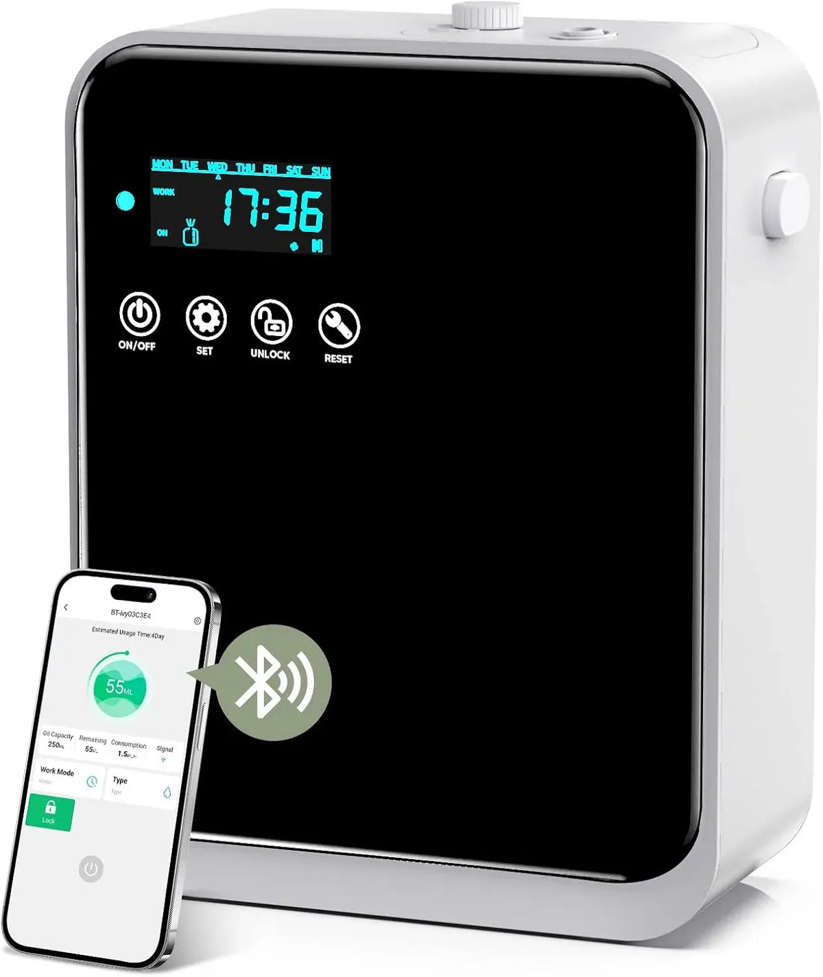 Aroma Diffuser, Bluetooth, Schwarz, für Duftöle