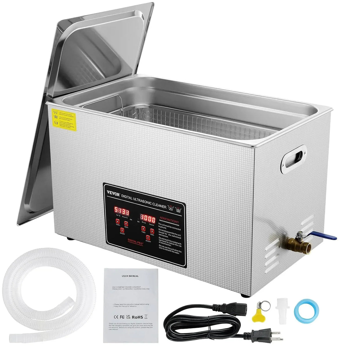 VEVOR Ultraschallreinigungsgerät, Edelstahl-Reinigungsgerät, Ultraschallreiniger, 30 L, 600 W, für Schmuck