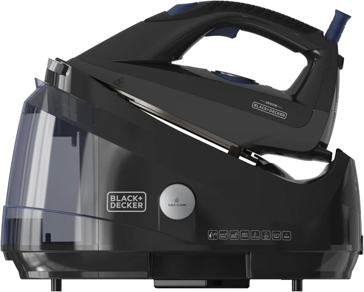 Black+Decker BXSS2600E Dampfbügelstation, 1,5 L, 2600 W, 7 bar, 130 g, Schwarz