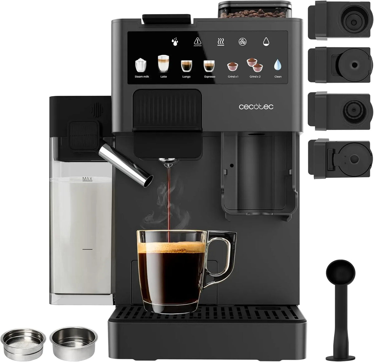 Cecotec Kaffeekapselmaschine, 1400 W, Freestyle Grind & Latte Kaffeekapselmaschine