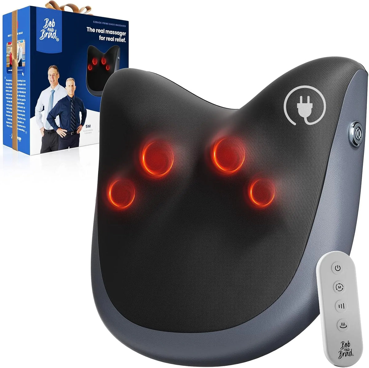 Rückenmassagegerät, Nackenmassagegerät, Massageapparat für Nacken und Rücken, Wärmefunktion, für Nacken Schulter Lendenbereich, BOB AND