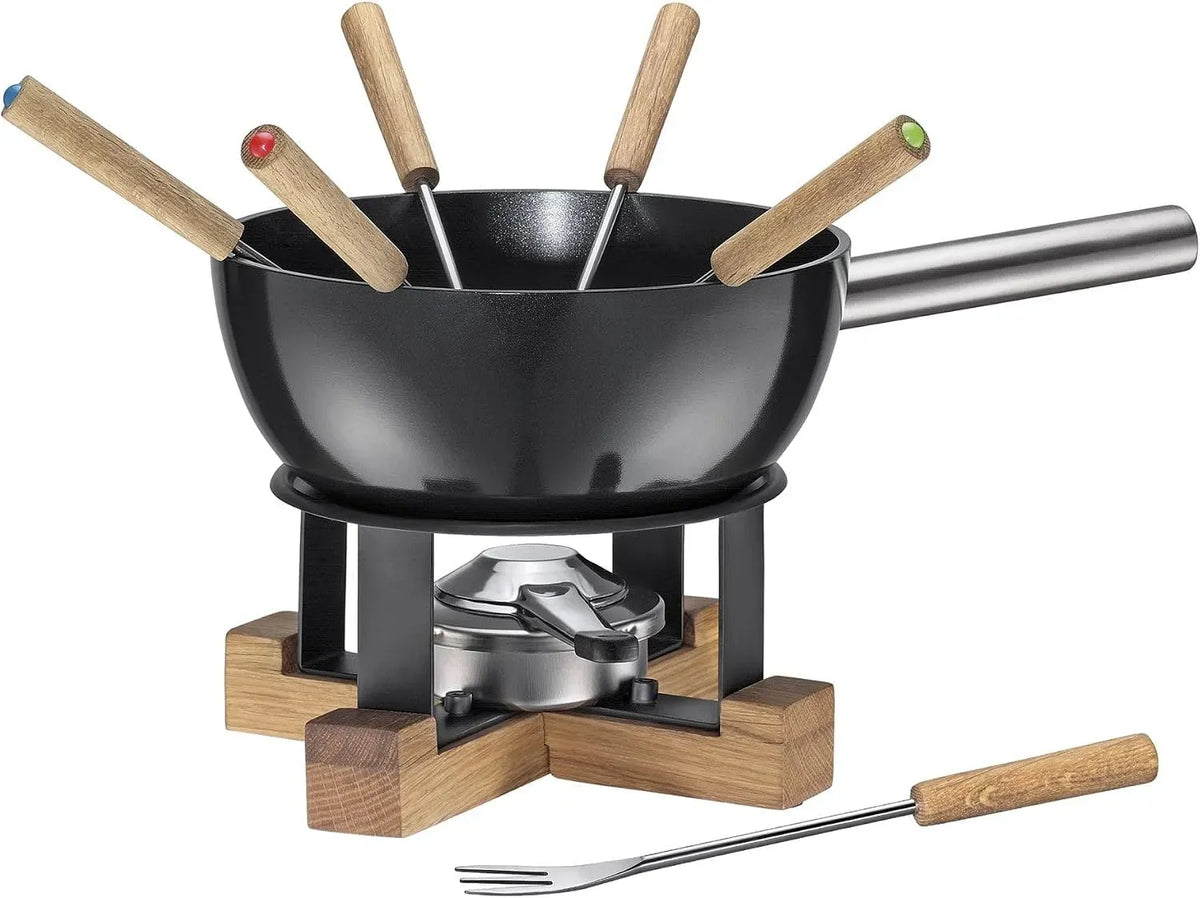 Käsefondue, 23cm, 23 cm, Schwarz, Spring Lausanne Käsefondue Set Induktion Käsefonduegarnitur Fondue schwarz 23cm