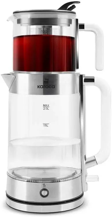 Wasserkocher, 0,8 L, 2200 W, Karaca, Warmhaltefunktion, LED-Beleuchtung, 30 Gläser/13 Tassen Kapazität