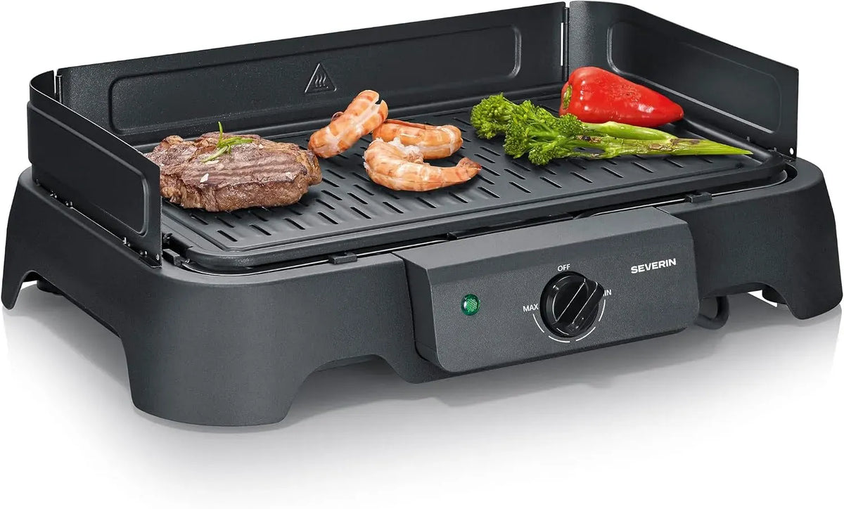 Severin PG 8595 Tischgrill, elektrischer Tischgrill, 39x23cm, 2000 W, 40 bis 220 °C, Wärmefunktion, Schwarz
