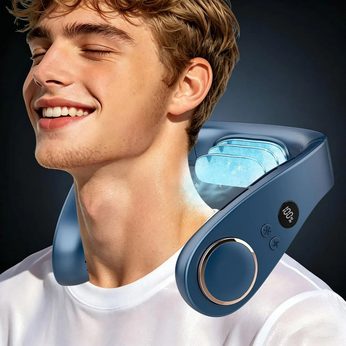 Ventilator, tragbar, USB, 24 Stunden langer Akku, tragbare AC-Kühlfunktion, LED-Display, 5500 mAh, 5 Geschwindigkeiten