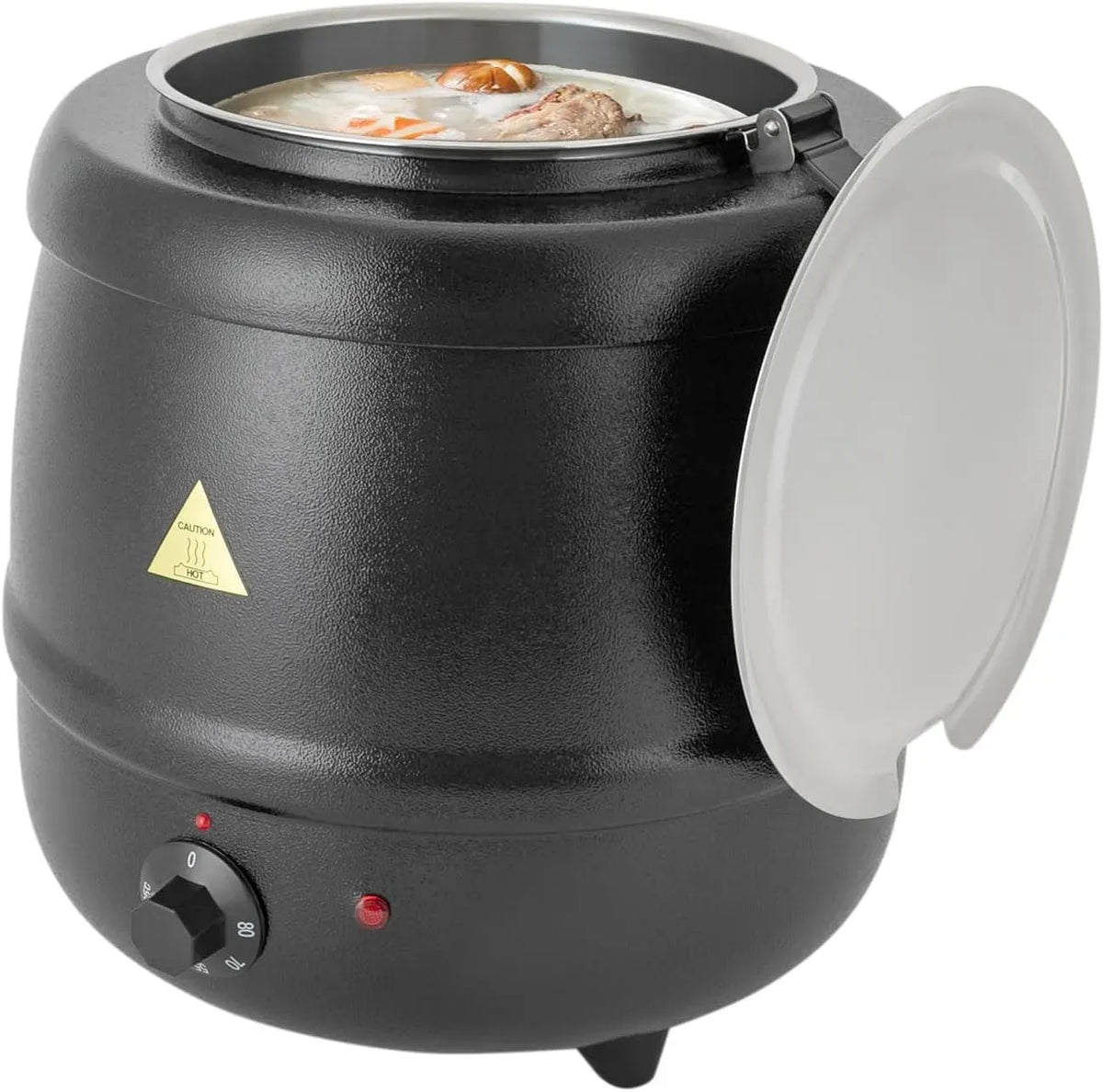 Warmhaltebehälter, Suppenwärmer, Innentopf, 10 L, 35 bis 80 °C, Warmhaltefunktion, Restaurant, Edelstahl, Wärmefunktion, Schwarz, OUKANING