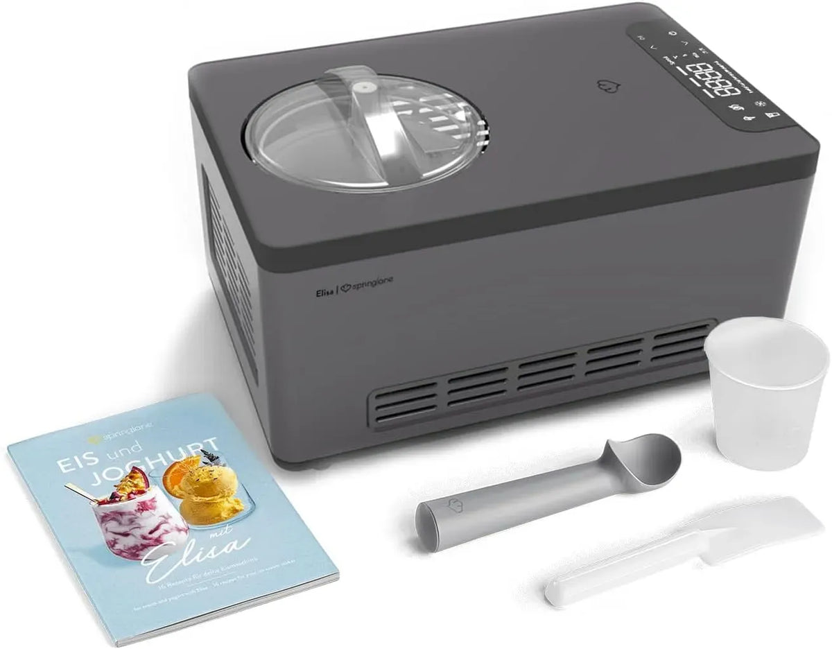 Joghurtbereiter, Eismaschine, Speiseeismaschine, 2,0 L, 220 W, Edelstahl, Wärmefunktion, SPRINGLANE