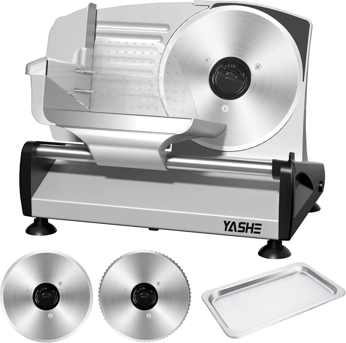 0-15mm Brotschneidemaschine, Allesschneider, DC-Motor, Schneidemaschine für Lebensmittel, 19CM, 200 W, 19 CM, 15 mm, leise, Edelstahl, für Fleisch