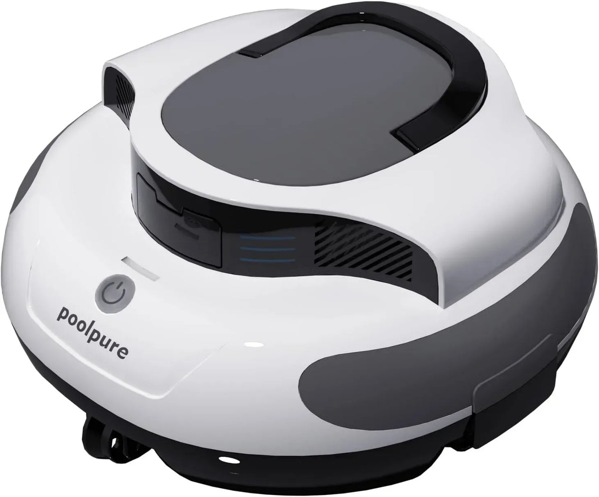 IPX8 Poolreiniger, Poolroboter, Poolsauger, Dual-Motor, Akku, Poolreinigungsroboter, 90 m, Transportrollen, kabellos, POOLPURE