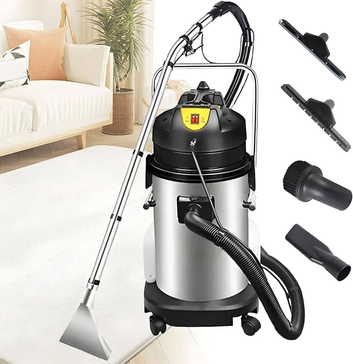 Teppichreinigungsmaschine, Trockenreinigungsgerät, Teppichsauger, Teppich- und Polsterreiniger, 40 L, gewerblich, Edelstahl, für Teppiche
