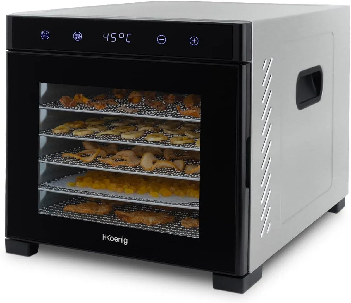 DSY900 Dörrgerät, Lebensmitteltrockner, 650 W, 35 bis 75 °C, Touch-Bedienung, Thermostat, LCD-Display, herausnehmbar, für Obst, H.Koenig