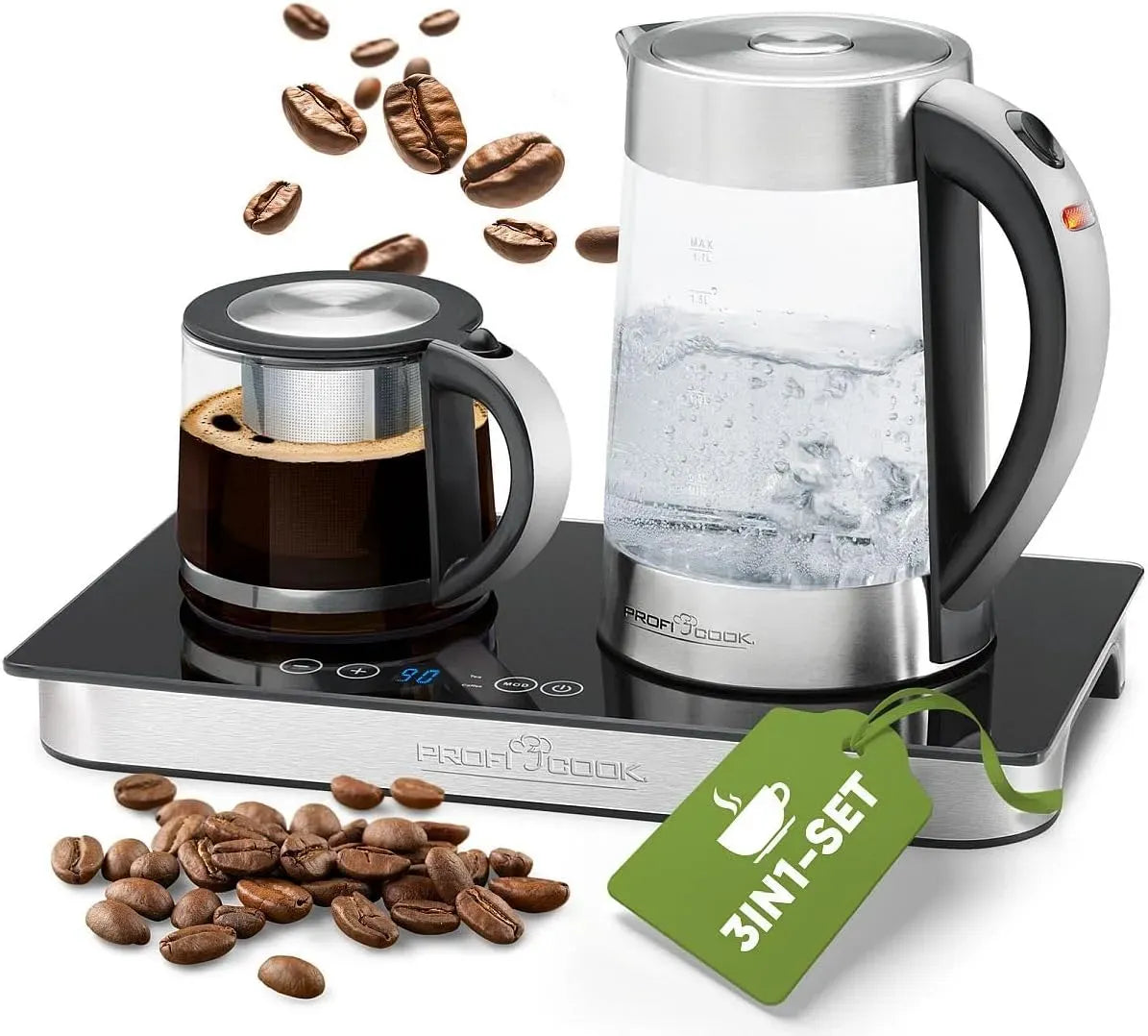 Kaffeemaschine 3in1, Kaffeebereiter, elektrische Kaffeemaschine, ProfiCook® Wasserkocher