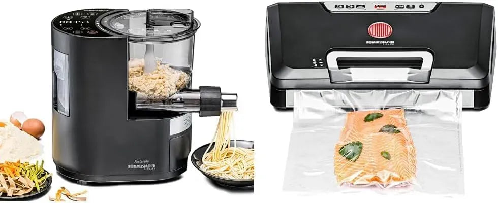 Rommelsbacher PM 220 485-Absaugleistung Nudelmaschine, Nudelbereiter, bis zu 800 g & Vakuumierer VAC 15 Liter/Min