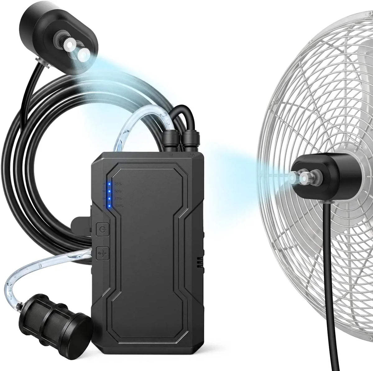 Ventilator, tragbar, Outdoor, 6000 mAh Outdoor-Nebel für Außenterrasse, Tragbares Nebelsystem mit Wasserpumpe