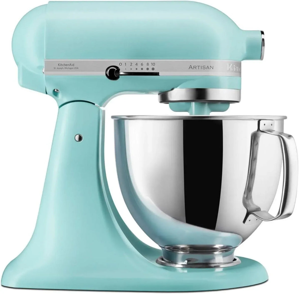 KitchenAid 5KSM125EMI Küchenmaschine, 4.8 L, Edelstahl, Teigknetmaschine mit 3 Zubehör und Schüssel aus Edelstahl, Kippbarem Food Processor
