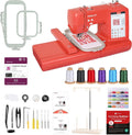 EOC05 Stickmaschine, Anfänger, Stickautomat, 10×10 cm, 23,5 cm, Touch-Bedienung, WLAN, USB, LCD-Display, Rot, für Anfänger und Experten, PooLin
