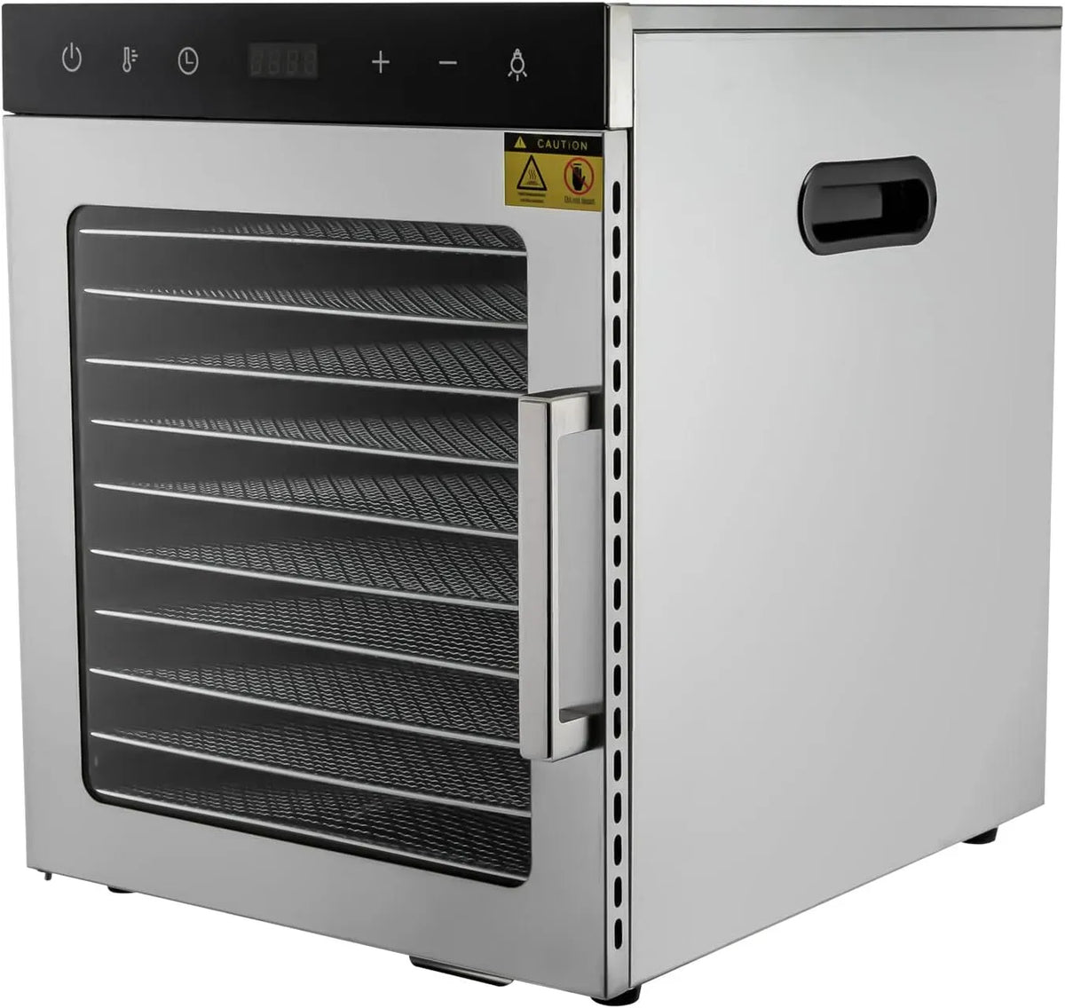 Smartes Thermostat, 800 W, 30 bis 90 °C, Timer, Edelstahl, Edelstahl Dörrautomat 10 fach, Timer bis zu 24 h