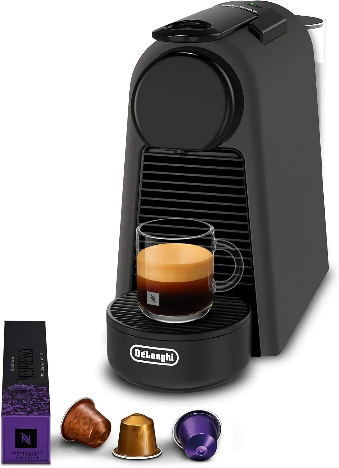 Nespresso EN85.BKMT Kapselmaschine, DE'LONGHI Essenza Mini Mattschwarz Kapselmaschine