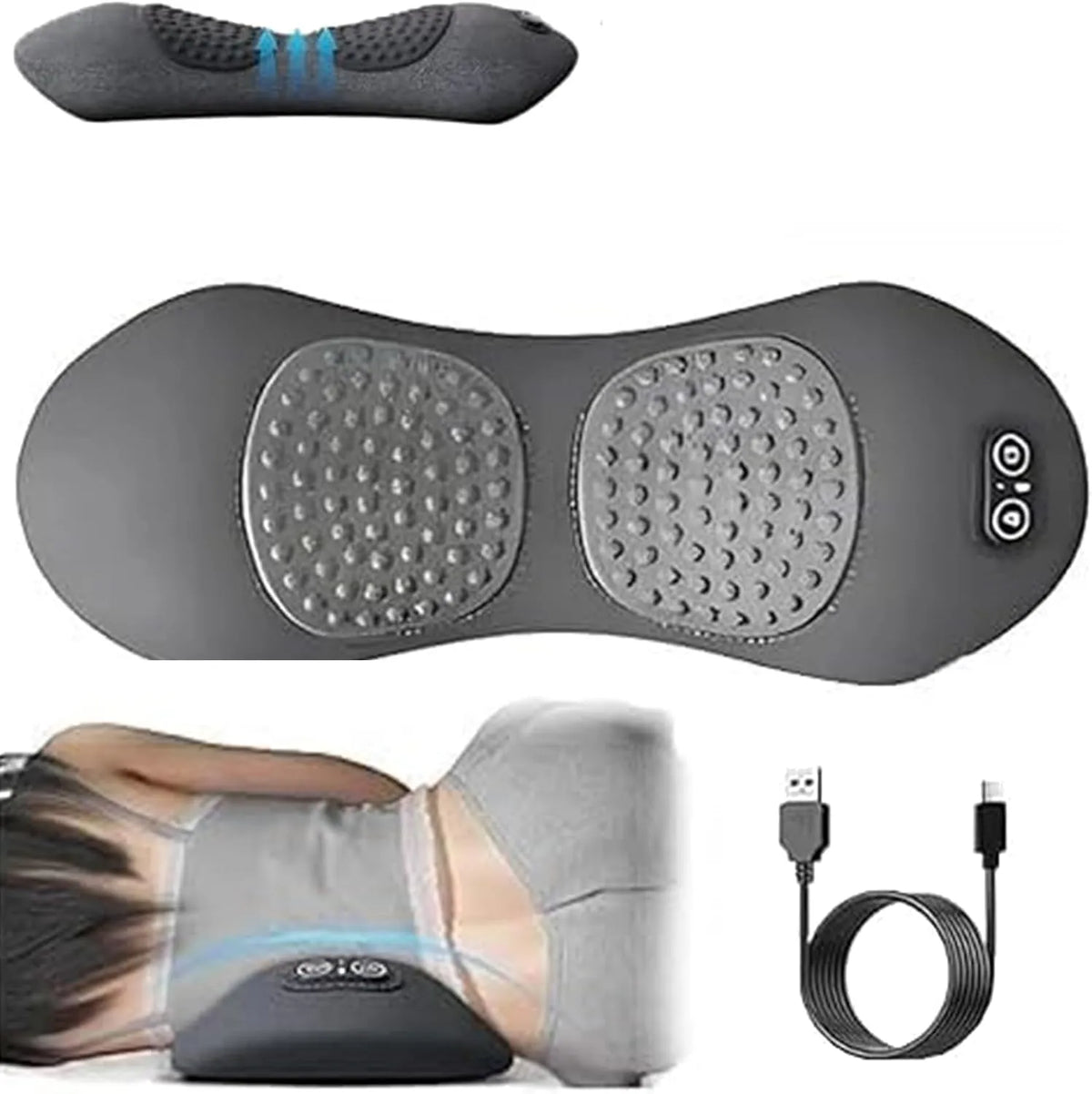 3-Zonen 3-in-1 TiefenmassagegeräT, RüCkenmassagegeräT, Wärmefunktion, Schwarz, für BüRo und Zuhause, Ergopur