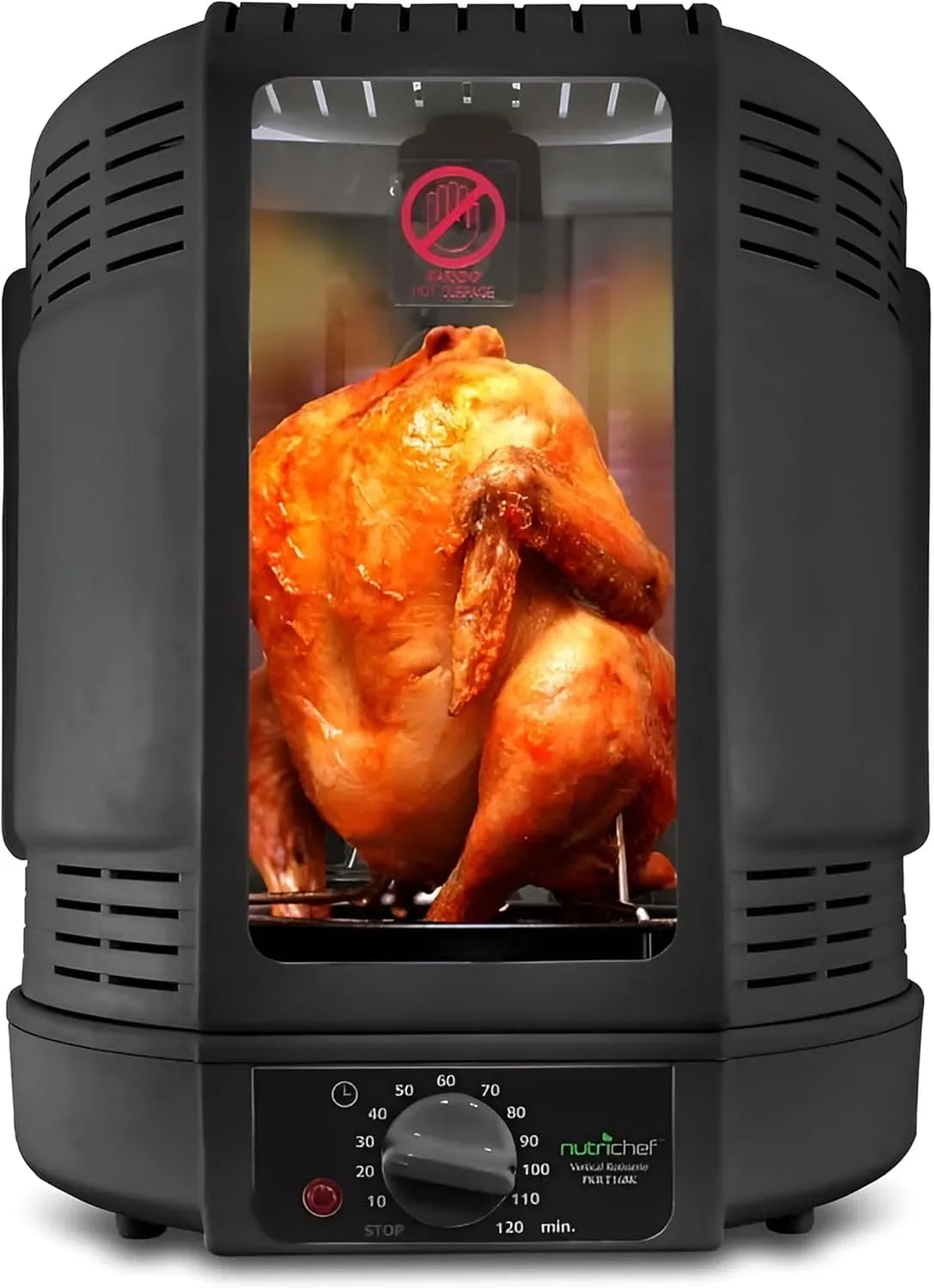 Vertikalgrill, 700 W, Hähnchengrill, Schwarz, Mini-Backofen, NutriChef Hähnchengrill mit Drehspieß