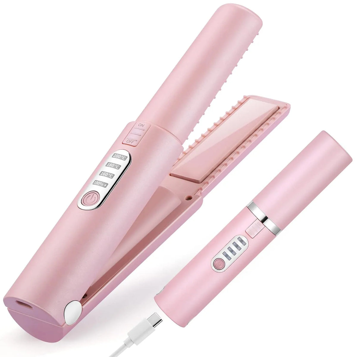 Haarglätter, Glätteisen, JMFONE 2-in-1 4800-mAh-Akku, tragbar, USB, 2 Temperaturzonen, 3 Temperaturstufen