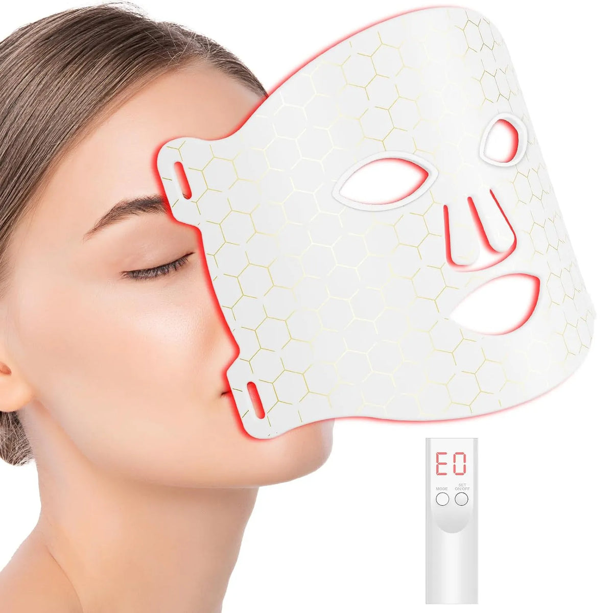7-Farben Anti-Aging, Profey LED Maske Gesicht mit, Rotlicht Maske Gesicht, Wiederaufladbare LED Gesichtsmaske für Hautverjüngende