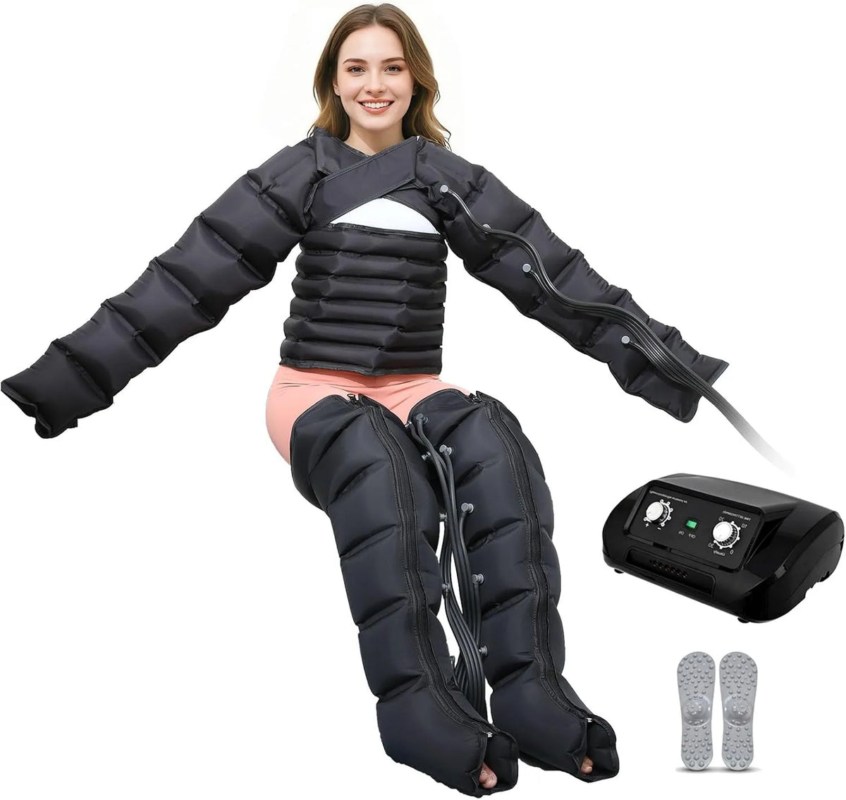 XL 2 Lymphdrainage Gerät, Kompressions-Beinmassagegerät, Beine Gerät, Schwarz, für Die Durchblutung