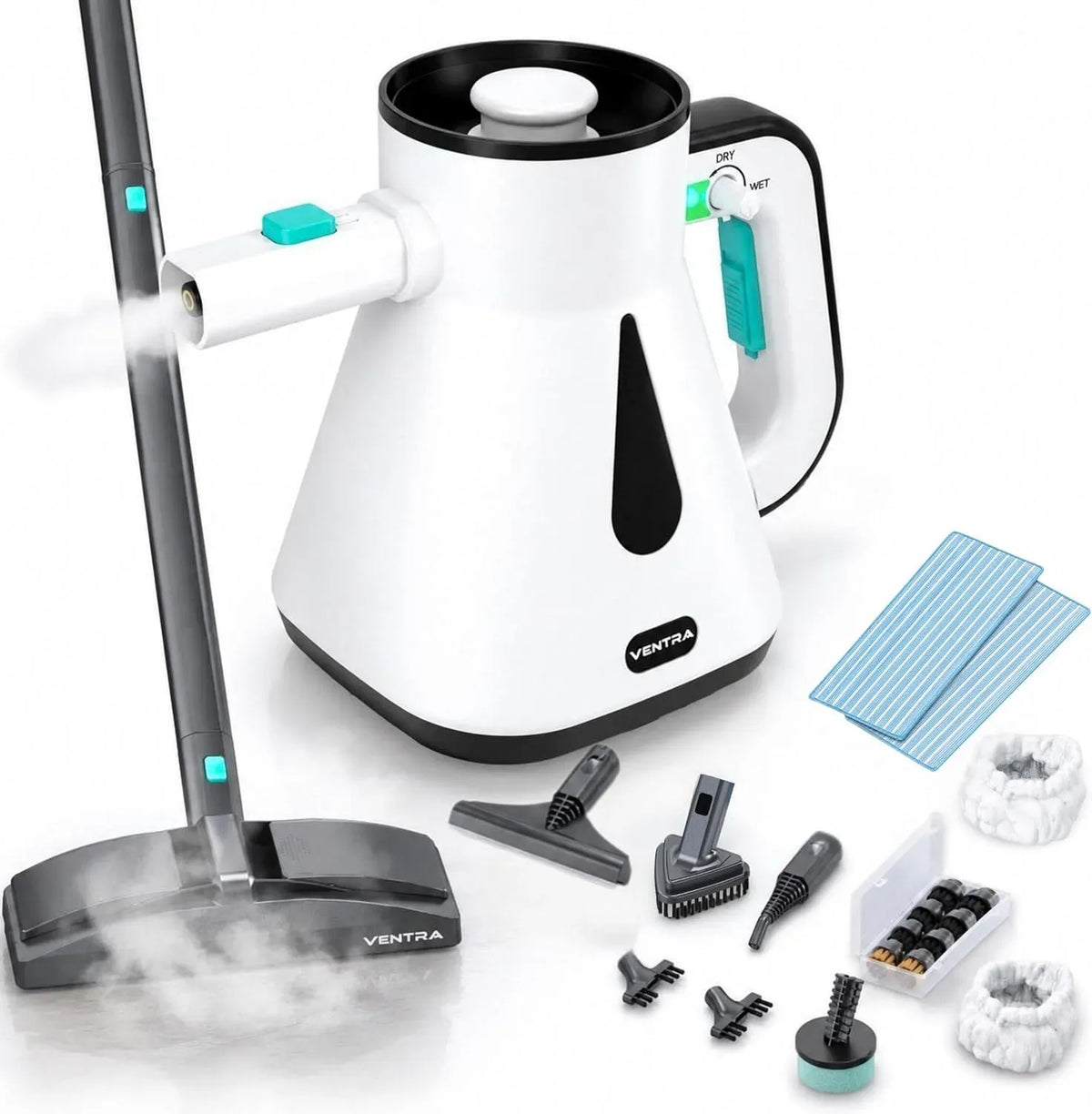 Dampfreiniger 2-in-1, 900ml, 24 teilig, 7m Kabel
